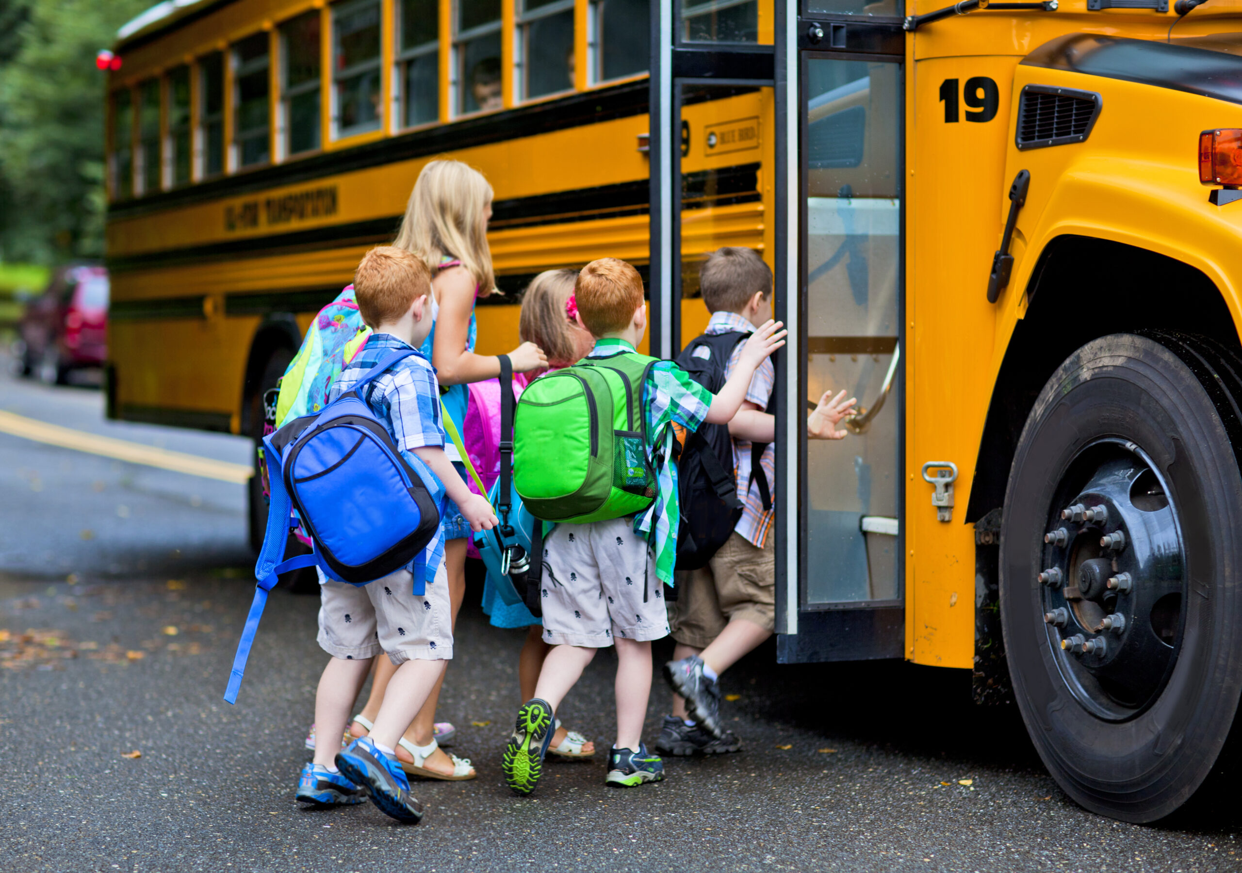Children getting on the schoolbus