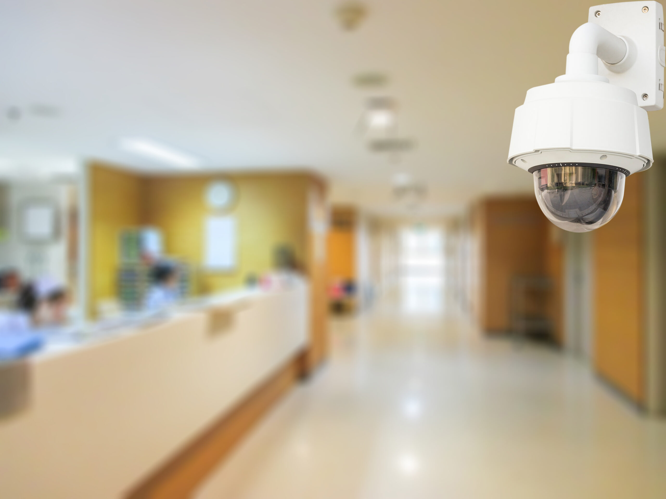Cctv system security in working room of hospital blur background